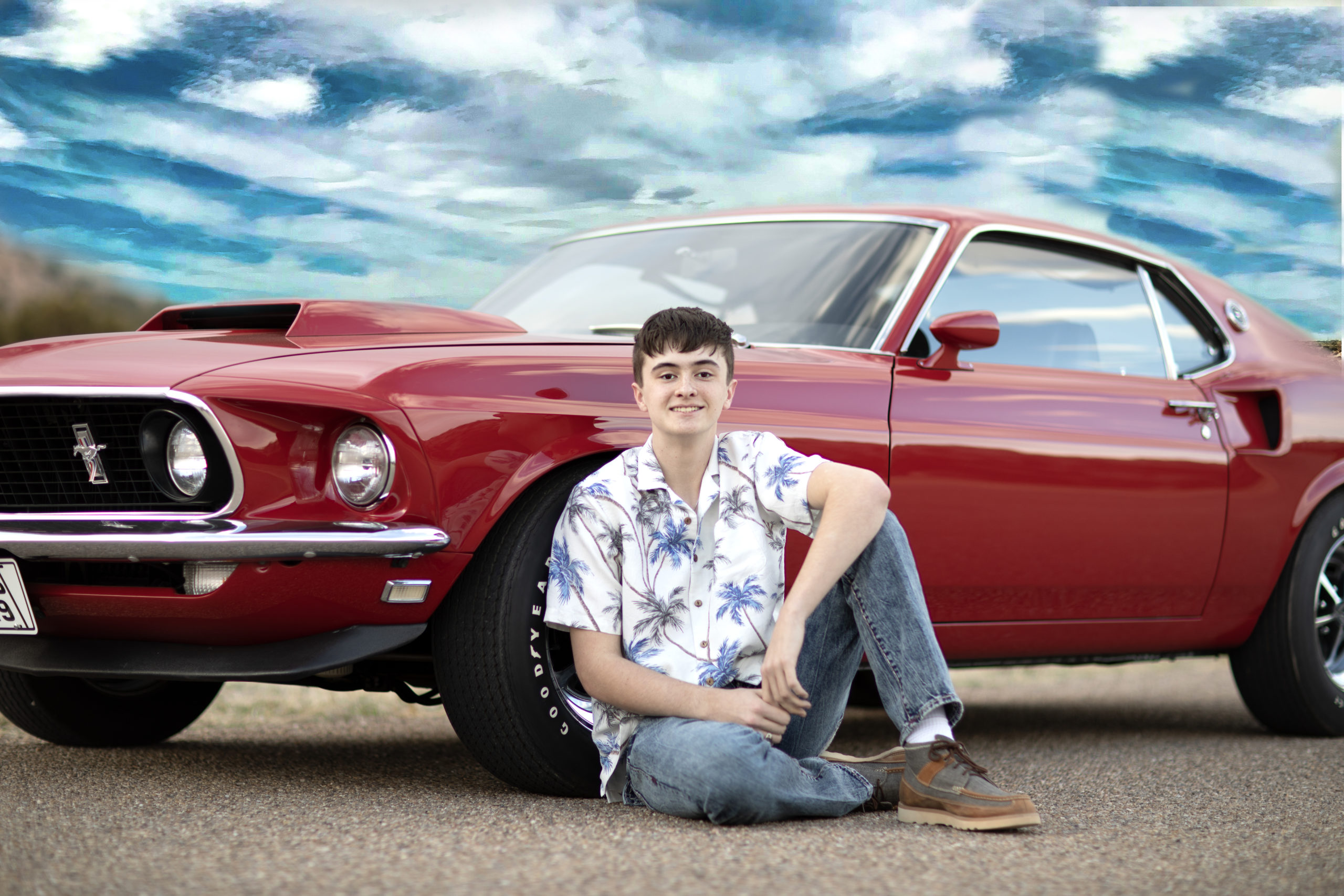 Senior portrait with dramatic lighting